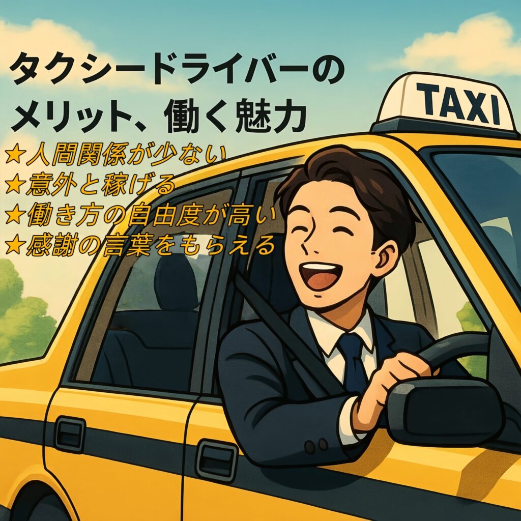 笑顔のタクシードライバーと仕事の魅力｜人間関係が少ない・意外と稼げる・自由度が高い・感謝される