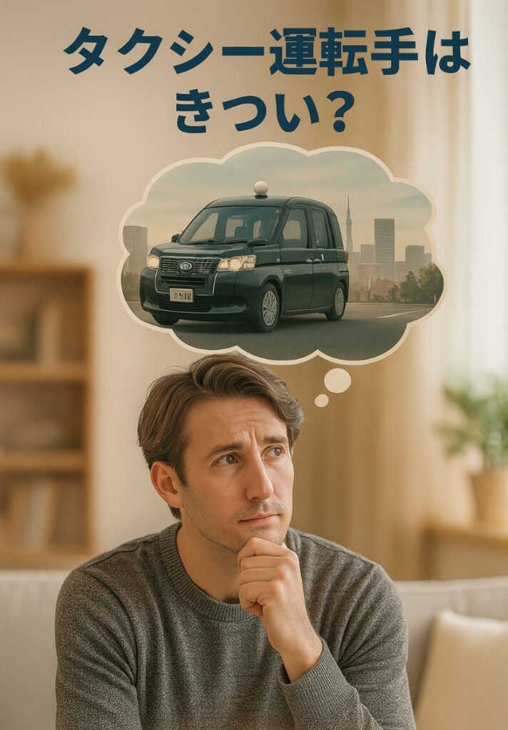 タクシー運転手の仕事はきついのかと悩む男性｜タクシー業界の現実に疑問を抱く表情